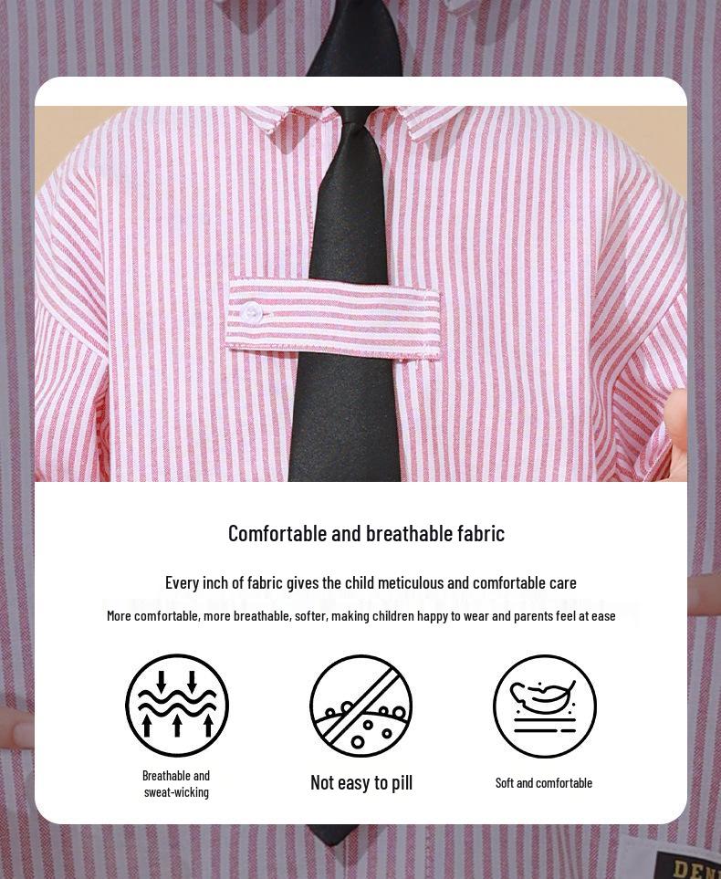 Kids' Academy-Style Striped Shirt & Dress Pants for Choir or Sports Meet