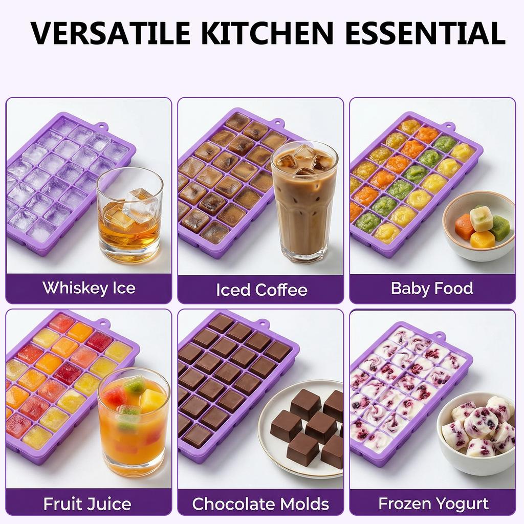24 Hole Silicone Ice Tray Square Box Auxiliary Food Puree Cheese Jelly Mold Bar Kitchen Tool Cocktail Cube Ice Mold With Lid