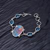 Pink Dahlia & Blue Topaz Gemstone : 925 Sterling Silver Handmade Multi Gemstone Bracelet Jewelry