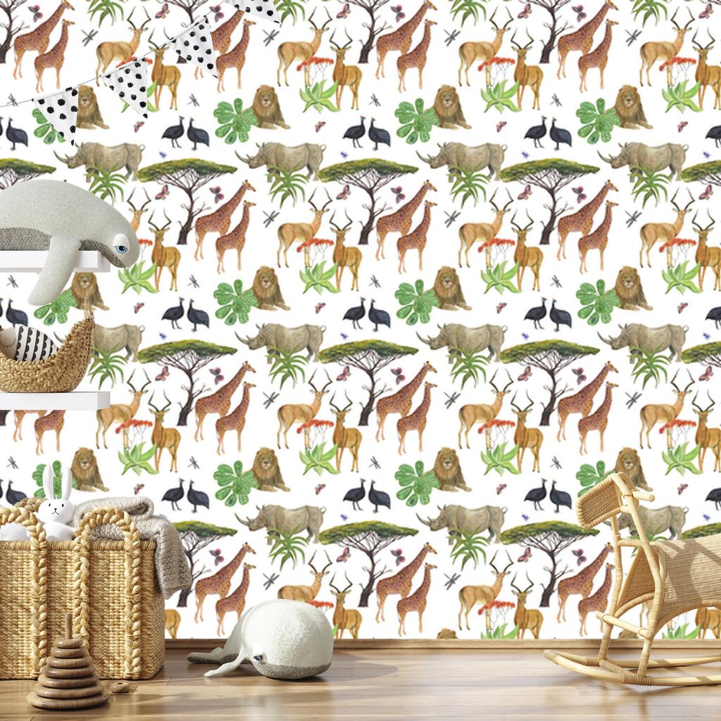 Savannah Animals Wallpaper for Living Room and Bedroom 50x1000