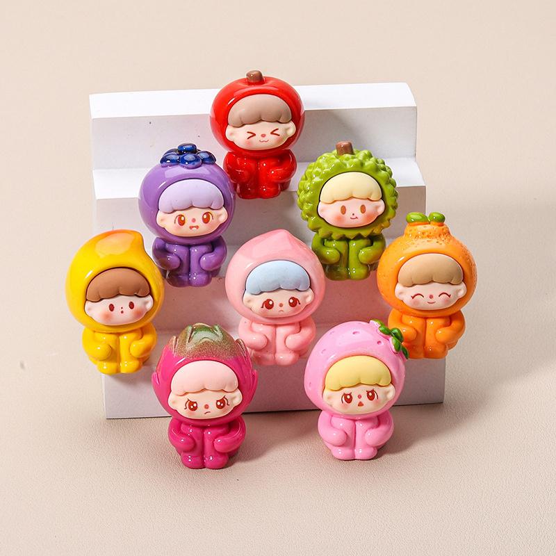Creative Kawaii Fruit Dolls Decorations Cartoon Cute Resin Small Ornaments Diy Jewelry Accessories Kids Birthday Gift Collection