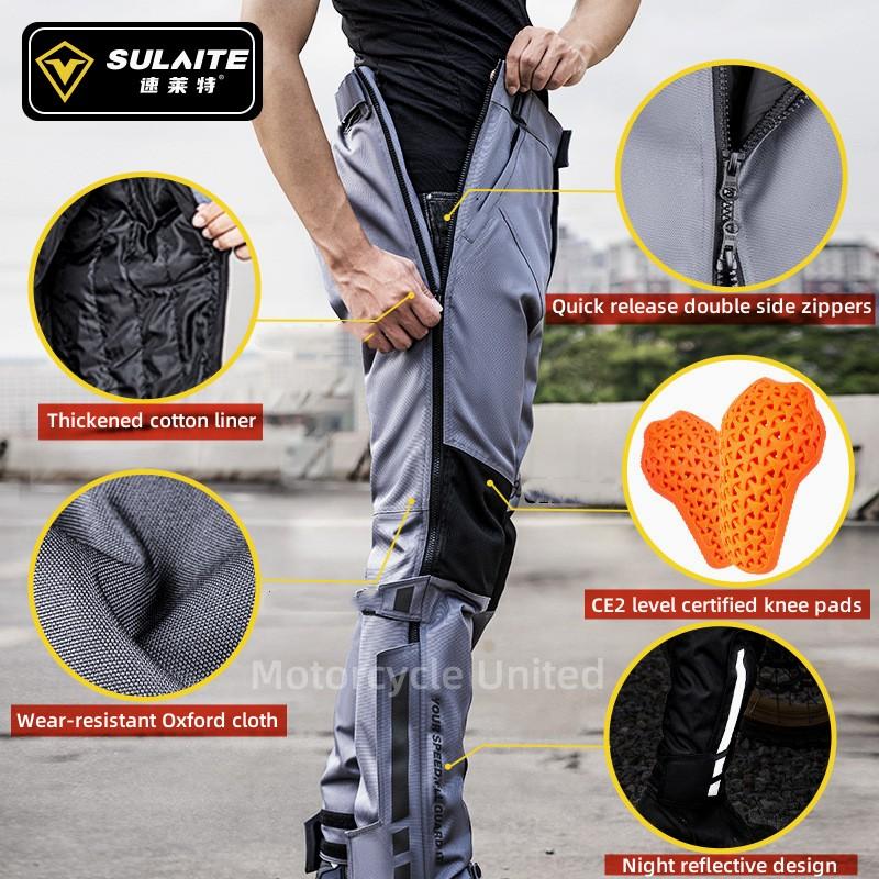 Sulaite Winter Waterproof Motorcycle Pants Quick Release Biker Overpants Windproof Warm Moto Trousers CE Protector