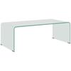 Modern Tempered Glass Living Room Coffee Table with Monobloc Design, 100x50x35 cm, Transparent