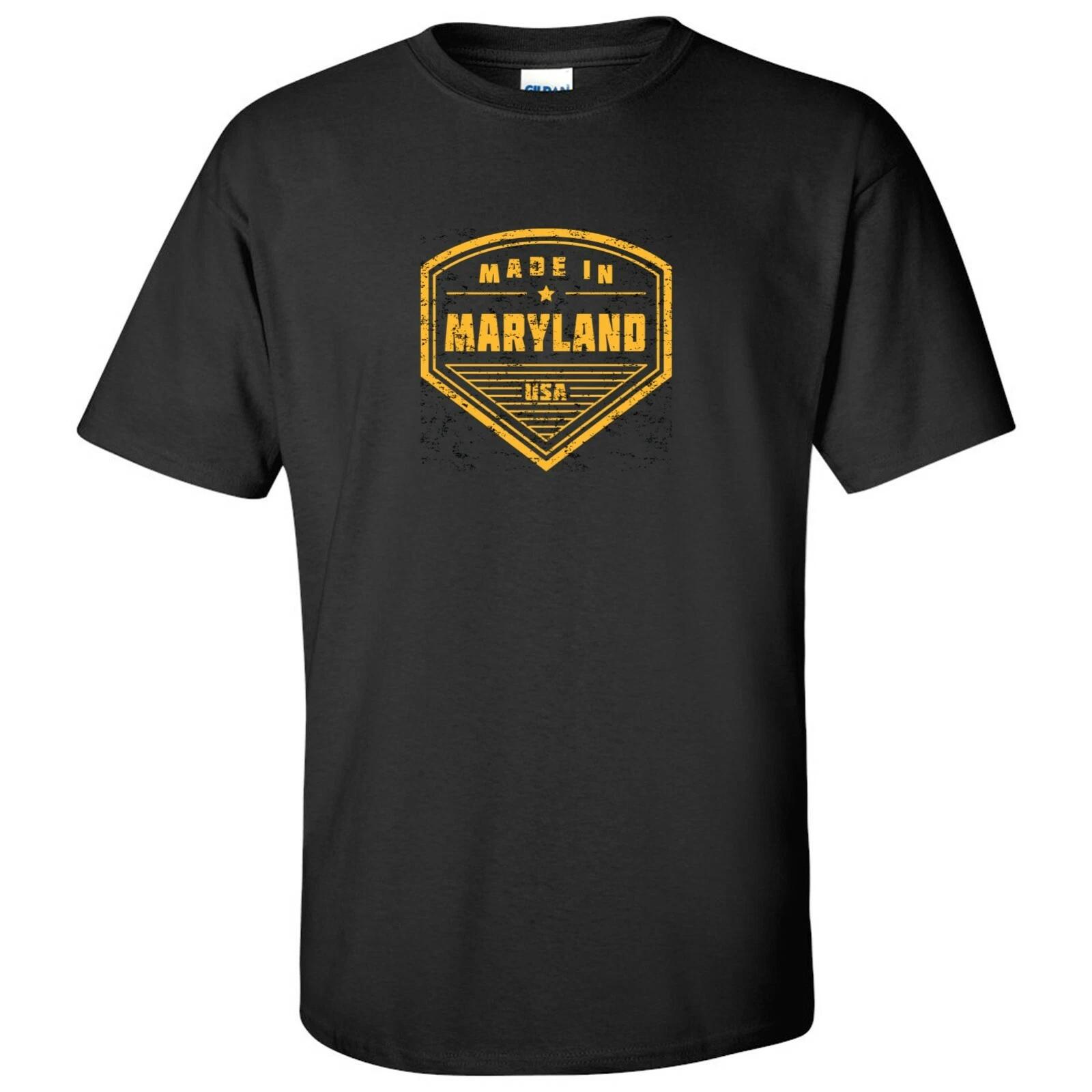 Made in Maryland Badge- Hometown Pride State Short Sleeve T-Shirt - Black XL