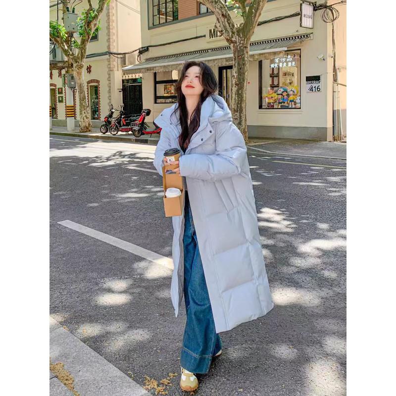 Womens Extra Long Down Coat 2026 Winter Oversized Hooded Puffer Jacket 90% Duck Warm Loose Fit