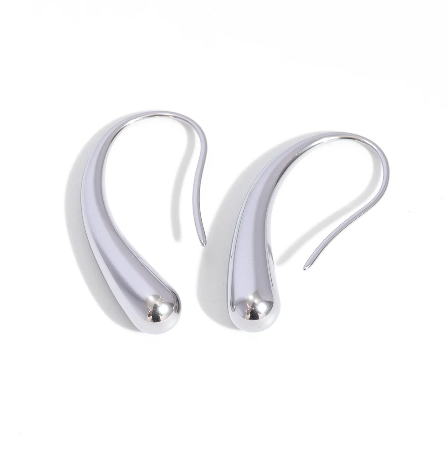 

Женские классические серьги-капли - Легкие, с маленькой застежкой-крючком, Нержавеющая сталь с покрытием из 18-каратного золота, Гипоаллергенные, Золотые украшения на каждый день серебряный