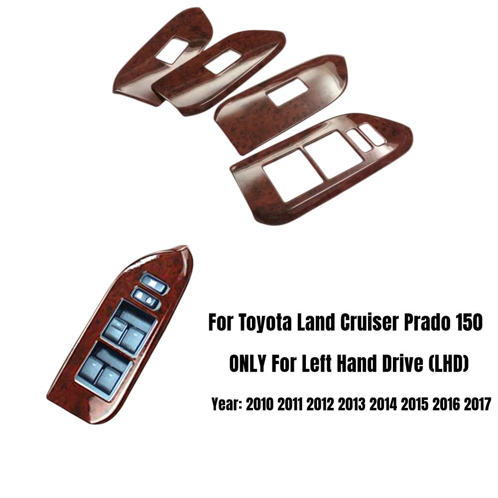 For Toyota Land Cruiser Prado FJ150 2010-2017 Accessories Car Window Glass button lifting switch Sticker Cover Silver/Wood Grain