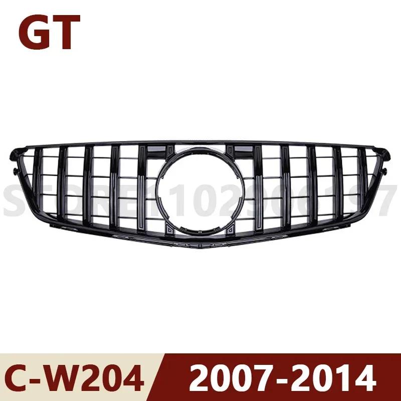 for 2007-2014 W204 C-Class Mercedes Benz C180 C200 C250 C300 C43 AMG GT Front Bumper Grille Hood Grill W204 07-14 GT Black