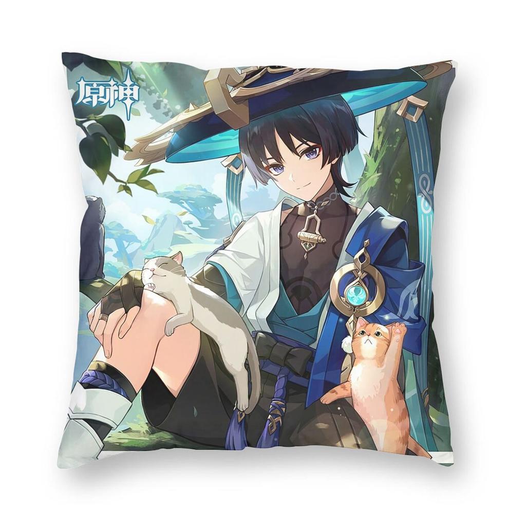 Genshin Impact Scaramouche And Wanderer Game Square Pillowcase Pillow Cover Cushion Zip Decorative Comfort Throw Pillow for Home
