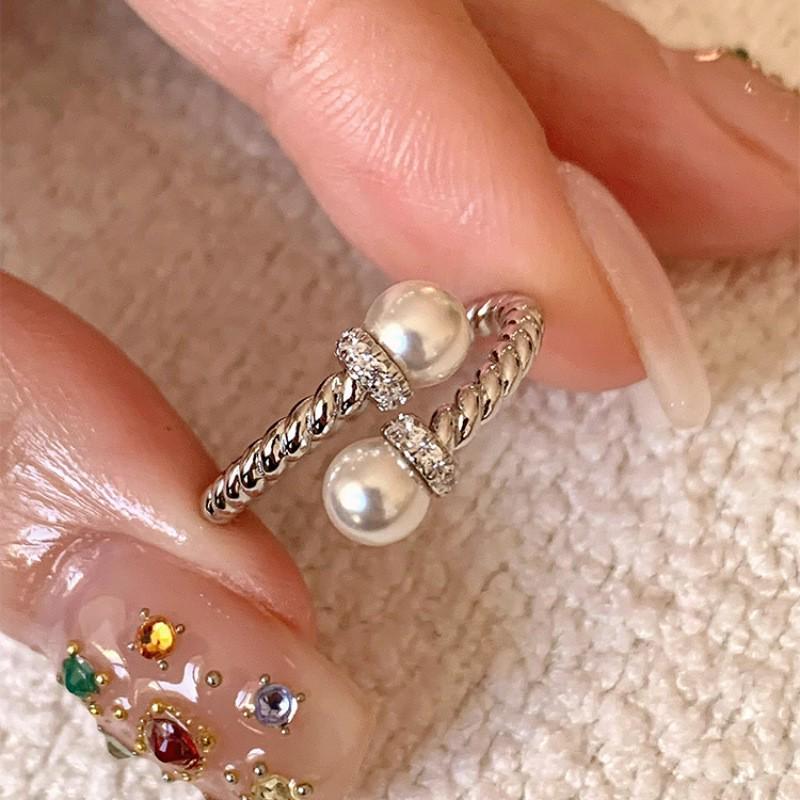 S925 Sterling Silver Pink Zircon Open Ring for Women – High-End, Light Luxury, Stackable Versatile Design for Index Finger.