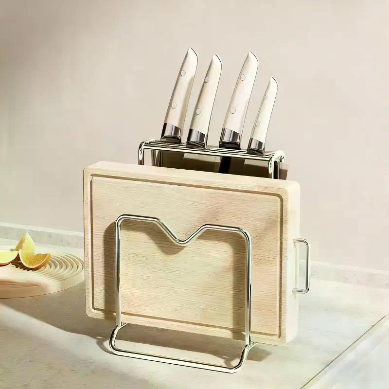 3D Drainage Stainless Steel Rack for Storing Knives and Chopping Boards in Kitchen