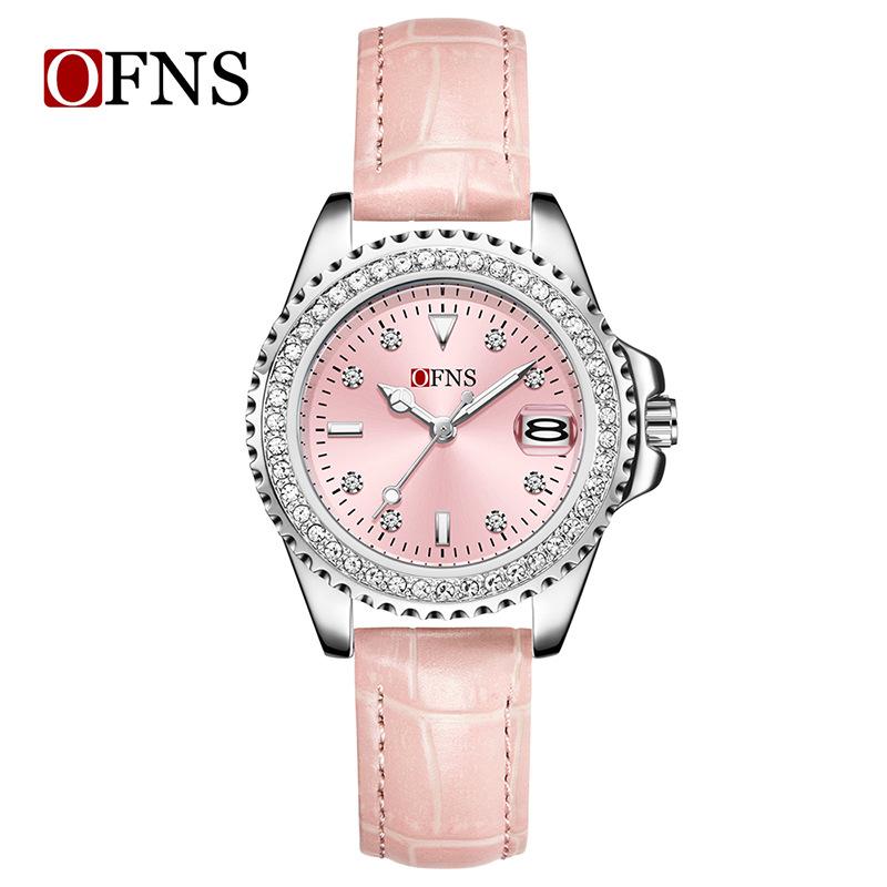 Women's Quartz Watch Simple Diamond Inlaid Waterproof Luminous Calendar Three Needle Business Fashion Women's Watch