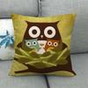Cartoon Owl Series Digital Printing Short Plush Pillow Covers Decorative for Car Sofa Office Cushion Cover Home Goods