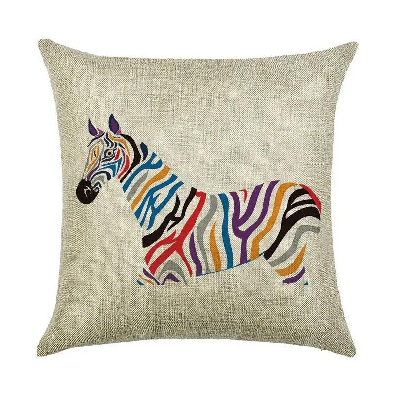Digital Printing Animal Linen Pillowcase Bedroom Sofa Chair Decorative Cushion Cover