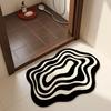 Irregular Shaped Diatomaceous Earth Bath Mat Black White Abstract Pattern Quick Dry Bathroom Rug Non-Slip Modern Shower Carpet