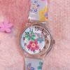 Fashion Flowers Printed Women Watches Casual Silicone Band Quartz Watch Cute Cartoon Kids Watches Wristwatch