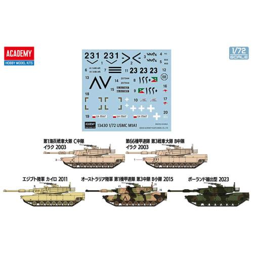 Academy 1/72 scale US Marine Corps M1A1 Abrams Plastic Model Kit 13430 (Tank)