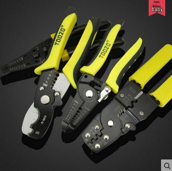 Multi-Functional Electrician Tools: Wire Stripper, Cable Cutter, Crimping and Peeling Pliers 7-inch Dual-color Handle Wire Stripper