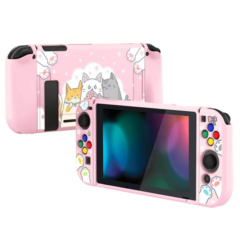Schutzhülle kompatibel mit PlayVital, weiches, schlankes TPU-Case-Cover für Switch mit bunter ABXY-Tastenkappe Switch, [Süßes Kätzchen]