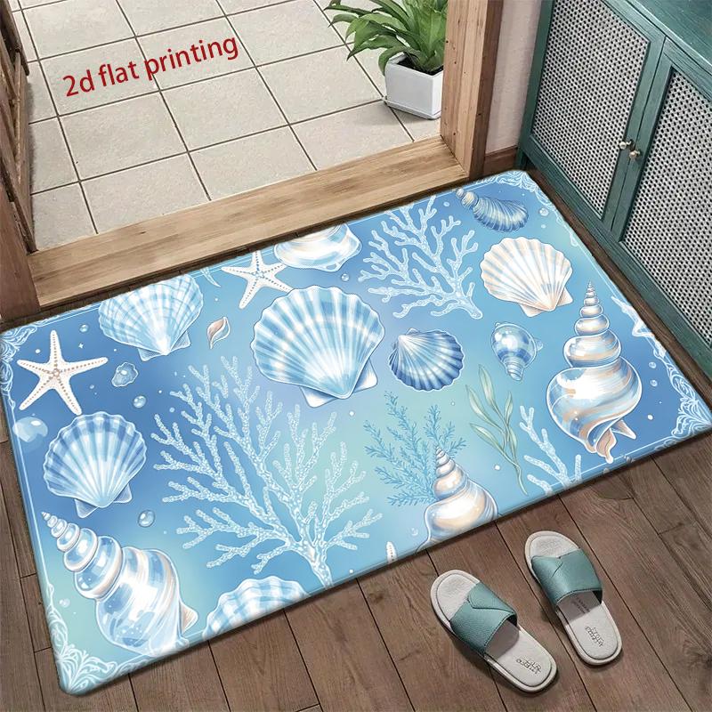 Seashells Ocean Pattern Mat Living Room Decoration Home Sofa Non-Slip Carpet Study Bedroom Tatami Children'S Soft Floor Mat