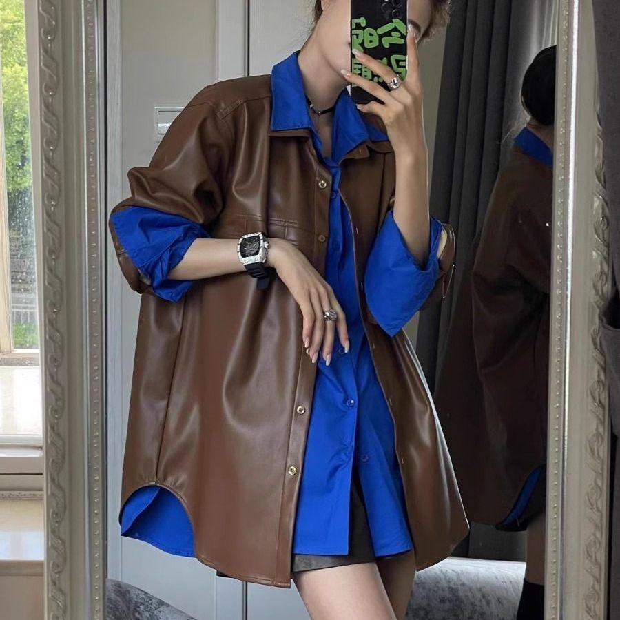 Lockeres Sommerhemd Koreanischer Stil Sonnenschutz Reine Farbe Lässige Bluse für Damen Premium Layering
