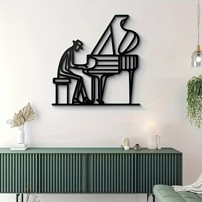 1pc Jazz Pianist Metal Wall Art Minimalist Music Decor Modern Home Office Gift