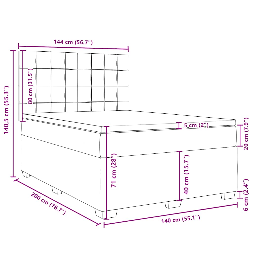 Box Spring Bed with Mattress Dark Green 140x200 cm Velvet