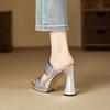 Fashion 2025Sexy Slippers Women Extreme High Heels Sandals  Luxury Platform Summer Mules Shoes Silver Black Footwear Shoes Large Size