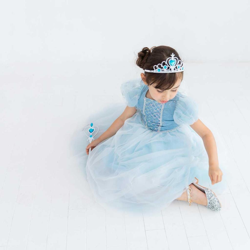 Monoii Princess Dress, Snow Queen Costume for Kids, Halloween, Christmas, Birthday, Girls, E0300 (Short Sleeves, 120cm)