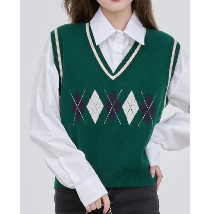 2023 Autumn New Fashion Sweater Tank Top V-Neck Knitted Vest Girl