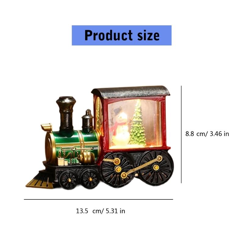 Festival Glowing Christmas Train Figurine Christmas Light Up Miniature Train Scene Ornament for Family Celebration