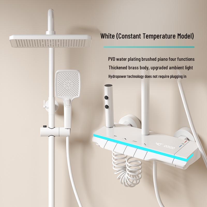 

Оригинальный термостатический душевой набор из чистой меди с цифровым дисплеем и светодиодной функцией «Тропический дождь»