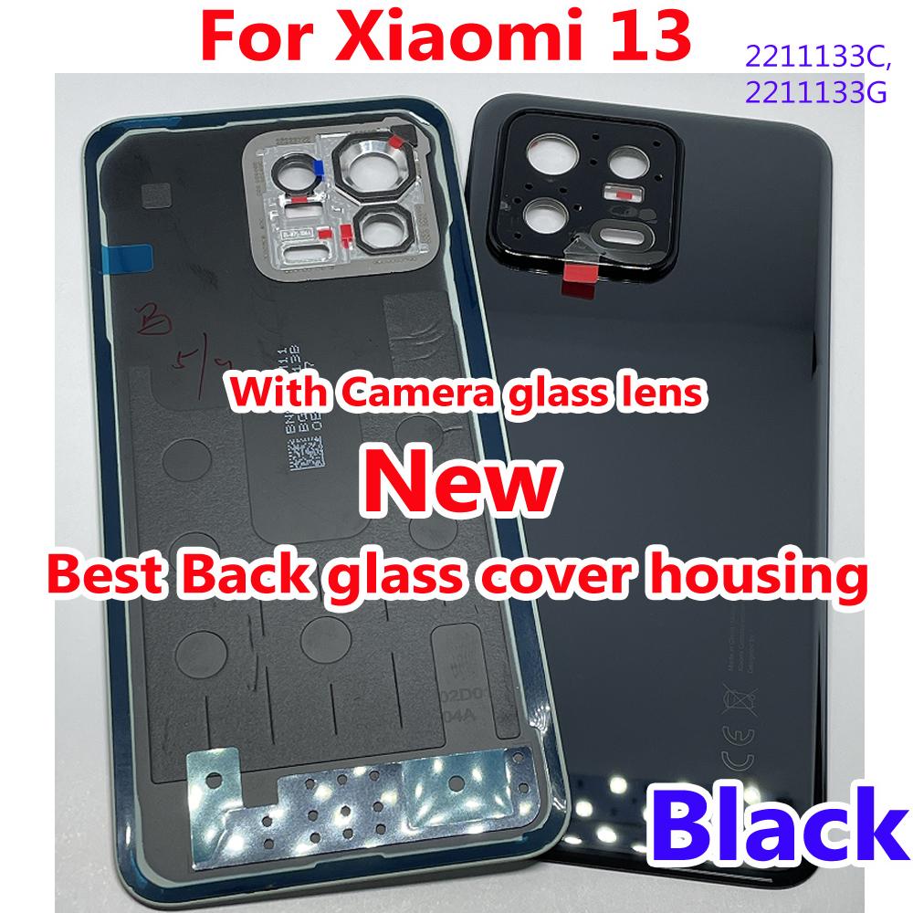 Good Working Battery Back Glass Cover Housing For Xiaomi 13 Mi 13 Rear Phone Lid with Camera Frame Lens Shell + Adhensive