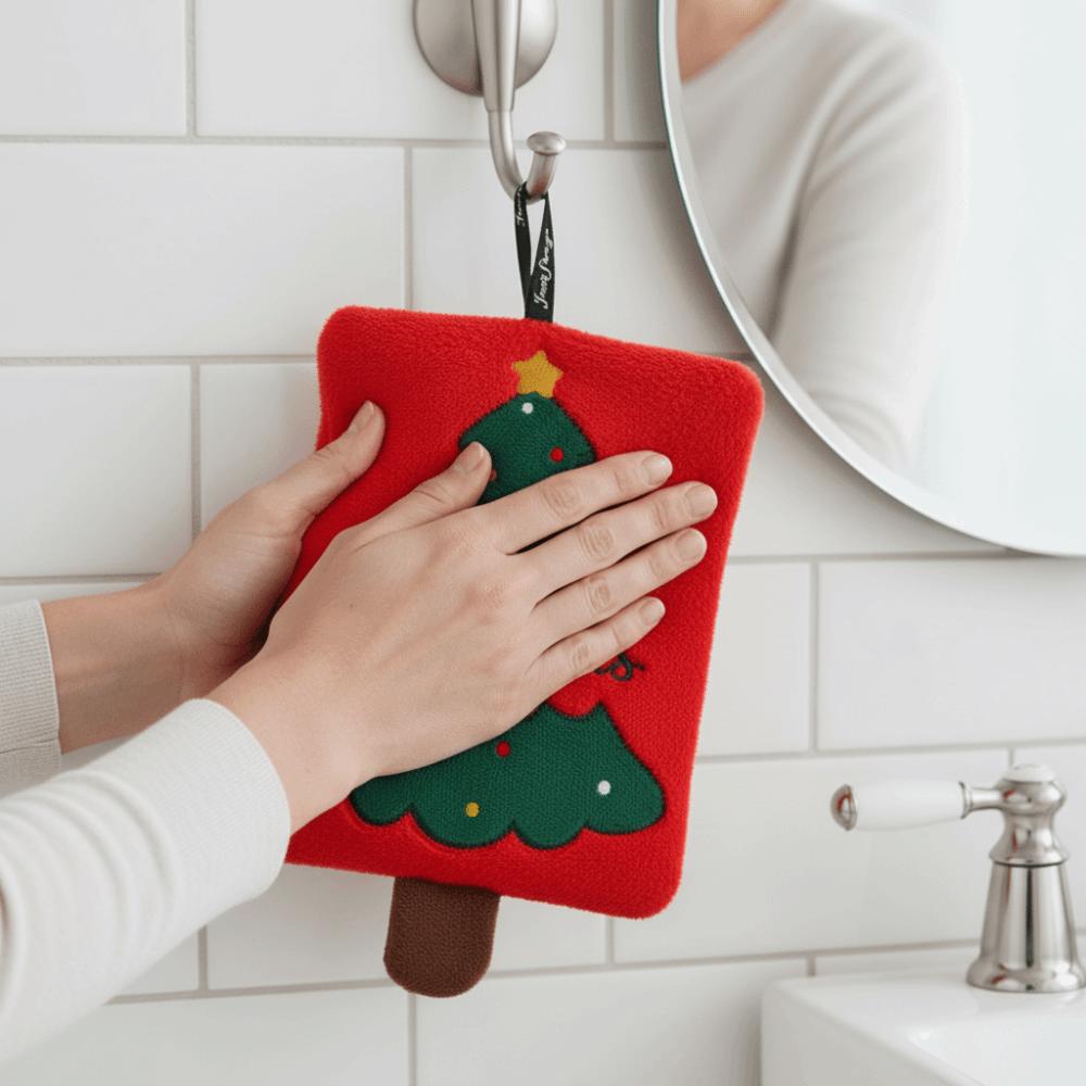 Coral Fleece Merry Christmas Hand Towel Cartoon Snowman Water-absorbent Santa Claus Kitchen Towel No Shedding Quick-drying