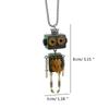 Wood Block Robot Pendant Necklace Adjustable Length Punk Neckchain Stylish Leather Cord Accessory Fade Resistant Chokers