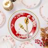 Chinese Wedding Red Floral 12-inch Fish Plate