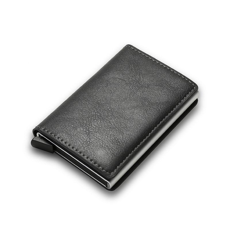Anti-theft RFID metal card bag, large-capacity aluminum alloy automatic elastic carbon fiber wallet, anti-magnetic customization