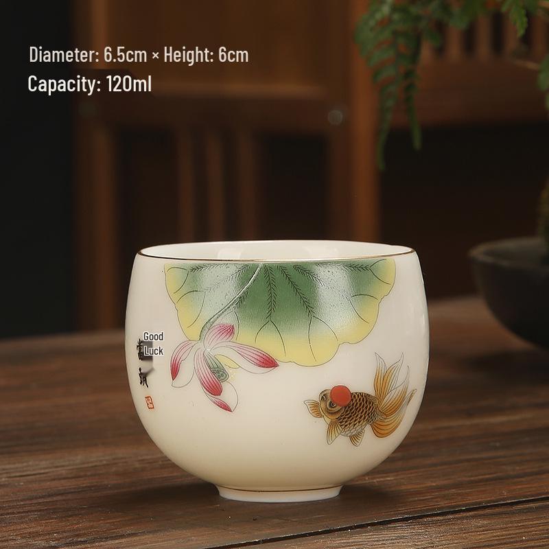 Sheep Fat Jade Porcelain Teacup: Chinese Ceramic Master Cup for Tea Tasting