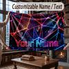 Abstract Geometric Theme Throw Blanket Custom Name Text Personalized Blanket Soft Cozy Blanket for Home Sofa Bed