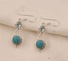 Solid 925 Sterling Silver Turquoise & Blue Topaz Gemstone Handmade Designer Dangle Drop Earring Women Jewelry