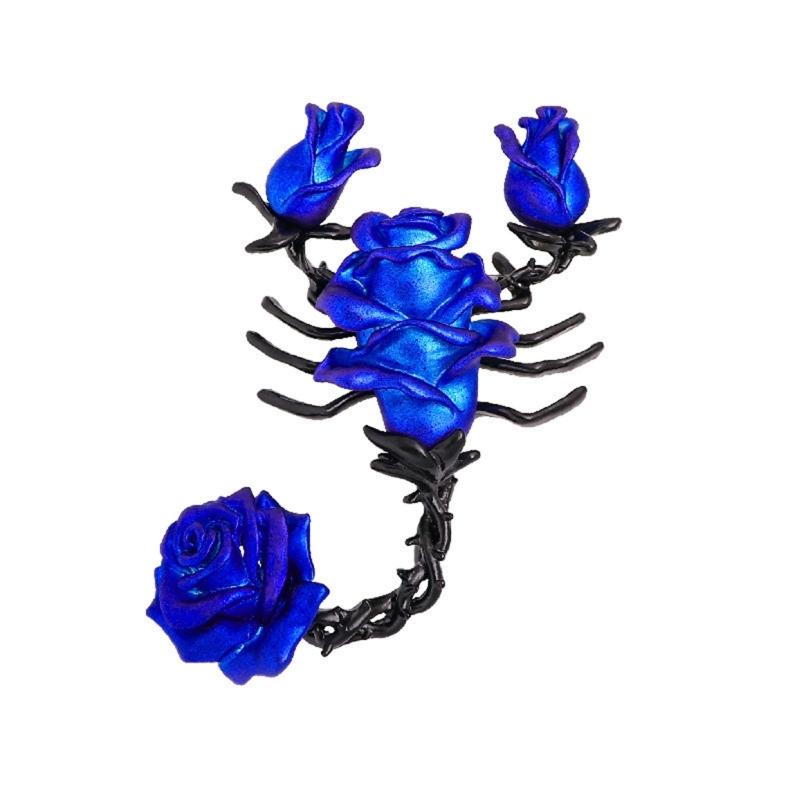 Retro Metal Scorpion Rose Brooch Handmade Drip Enamel Detailing Unique Gothic Badge Pin Accessory For Outfit