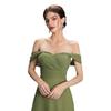 Green Chiffon Off-the-Shoulder Evening Dress: Elegant, Luxurious, and Perfect for Banquets and Social Events