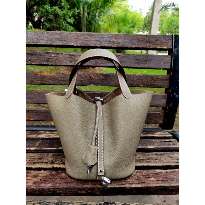 Mini Borsa a Secchiello in Vera Pelle Togo da Donna Borsa a Mano Morbida Strutturata In Vari Colori