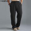 Pantaloni lunghi in lino e cotone da uomo Pantaloni casual dritti larghi taglie forti 4 colori