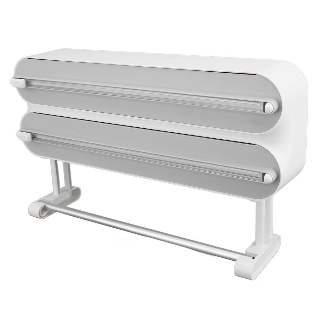 3 In 1 Wrap Cutter Organizer with Paper Towel Holder Magnetic Plastic Aluminum Alloy Space Saving Bi