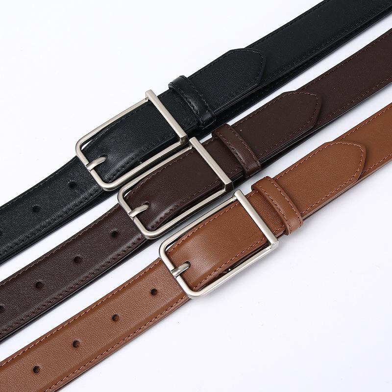 2.8Cm Genuine Leather Pin Buckle Belt Women'S Simple Fashion Trend Versatile Pure Cowhide Leisure College Style Belt Women'S