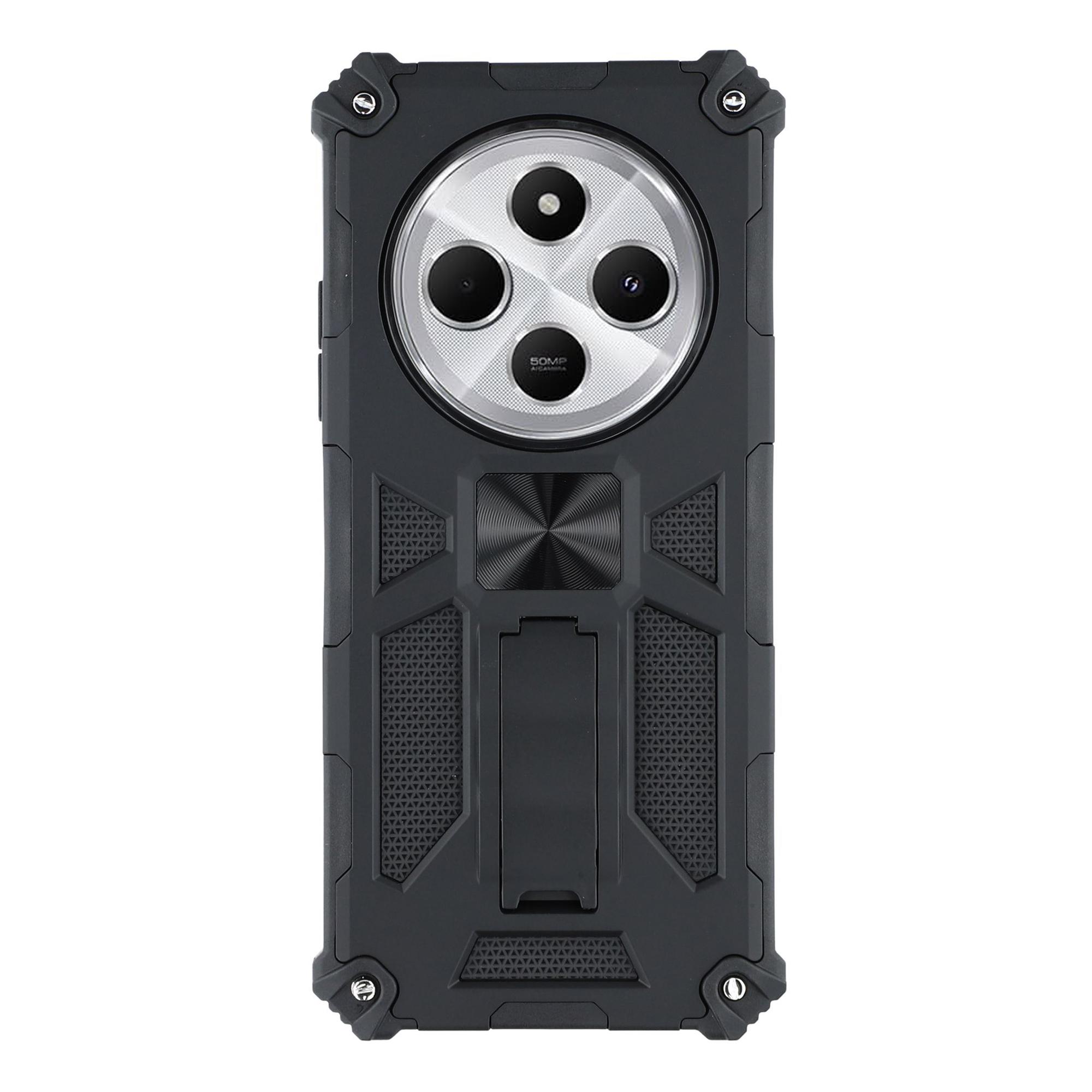 

Phone Case For Xiaomi Redmi 14C 4G/14R 5G/Poco C75 4G Kickstand Drop Protection PC+TPU Back Cover Black