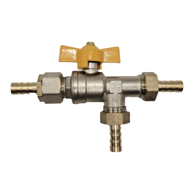 Brass Push-to-Connect Ball Valve Reducing Tee for Water Pipes (Sizes: 6/8/10/12/14/16mm)