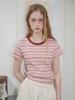 Moroa Striped Open Tee-Pink