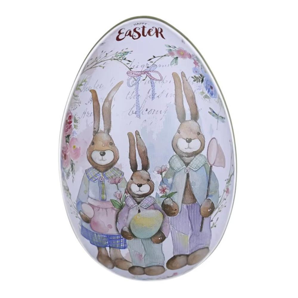 Painted Eggshel Packaging Candy Box Egg Shape Metal Tin Cans Fillable Tin Boxes  Party Accessory